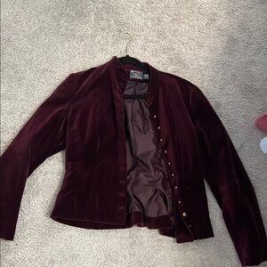 Elegant Vintage Burgundy Velvet Women's Jacket
